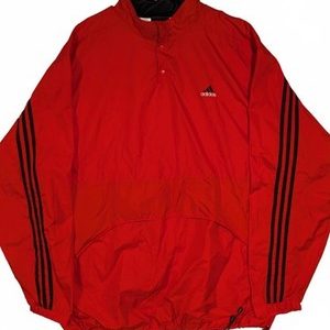 Adidas Team 3 Stripe Pullover Windbreaker Red Black Logo Jacket Mens 3XLT Tall