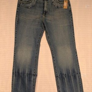 Cassini Gear BB27 Crosshatch Wash Straight Leg Jeans Mens 38x32