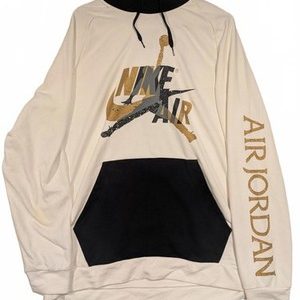 Jordan Jumpman Nike Air Hoodie Pullover Gold Logo White Black Mens XL