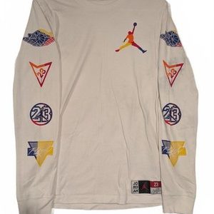 Jordan Legacy Long Sleeve Multicolor Jumpman Logos Streetwear Shirt Mens Small