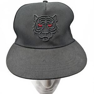 Black Tiger Embroidered Snapback Baseball Hat Flat Brim Cap OSFA Red