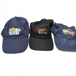 Set of 3 Good Vibes Positive Energy Baseball Caps Starter Pack Trio