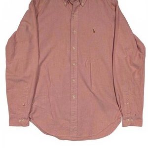 Ralph Lauren Classic Fit Oxford Long Sleeve Red Button Shirt Mens 15.5 Large
