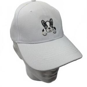 Puppy Paw Cap with Embroidery White French Bulldog Dog Strapback