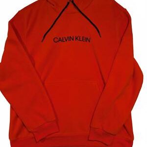 Calvin Klein Jeans Hoodie Logo Pullover Men’s XXL Red Fleece
