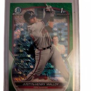 2023 Bowman Chrome Justyn-Henry Malloy Green RayWave /99 Braves 1st Bowman