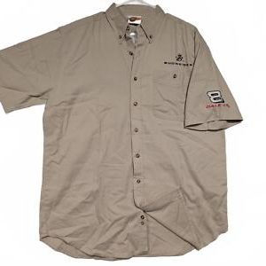 Budweiser Dale Jr. Winners Circle Short Sleeve Button-Down Shirt Mens Large Tan
