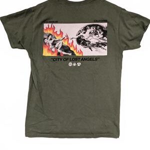Popular Poison City of Lost Angels T-Shirt - Mens Medium Olive Green Graphic