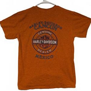 Harley-Davidson Cancun Mexico Tee - Vintage Style Genuine Oil 2013 Orange
