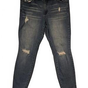 D. Jeans Distressed Skinny Jeans Womens 16W Cotton Stretch Cutoff Ankle
