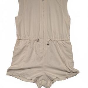 Calia Sleeveless Off White Cream Romper Womens XL Zip Drawstring Waist Polyester