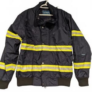 PortWest Men's Work Jacket with Reflective Stripes Zip Vents Small Black Yellow