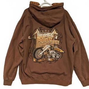 Orange County Choppers Zip-Up Hoodie - Men’s Brown Motorcycle Apparel OCC Size L