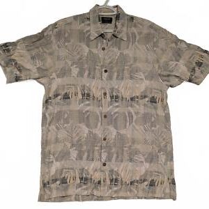 Izod Washable Silk Golf Polo Men’s Medium Tropical Button-Up Shirt
