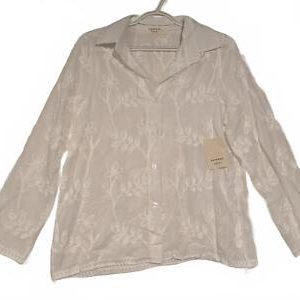 Sapphire Collection Embroidered White Blouse Womens Small Floral