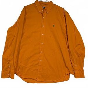 Polo Ralph Lauren Button Down Shirt Classic Fit Orange Mens Size XL Long Sleeve