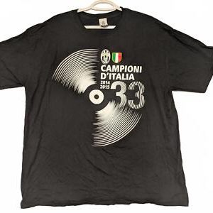 Juventus Campioni d'Italia 33 2014/2015 T-Shirt Record Vinyl Mens XXL Cotton