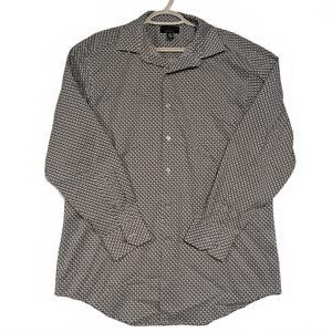 Alfani Dress Shirt Geometric Print Long Sleeve Shirt Regular Fit Medium 15 32-33