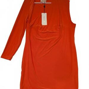 Club London Chic Women's Long One Sleeve Tunic Bright Peach Orange Size 24 20x35