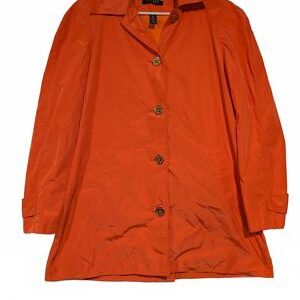 LAUREN Ralph Lauren Orange Rain Windbreaker Jacket Womens Medium Polyester 21x30
