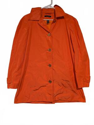 LAUREN Ralph Lauren Orange Rain Windbreaker Jacket Womens Medium Polyester 21x30