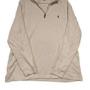 Polo Ralph Lauren 1/4 Quarter-Zip Pullover Sweater Mens XL Cream Long Sleeve