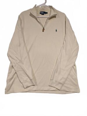 Polo Ralph Lauren 1/4 Quarter-Zip Pullover Sweater Mens XL Cream Long Sleeve