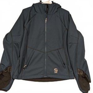 Loki Gear Softshell Hooded Jacket Blue Fleece Lined Glove Cuffs Mens Medium