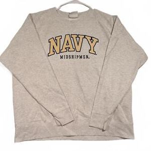 Champion Navy Midshipmen Sweatshirt Embroidered Big Letters Casual Grey Mens 2XL