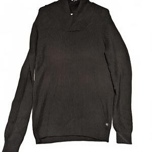 Buffalo David Bitton Ribbed Cowl Sweater Black Knitwear Mens Small