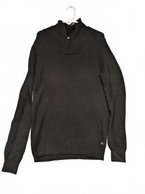 Buffalo David Bitton Ribbed Cowl Sweater Black Knitwear Mens Small