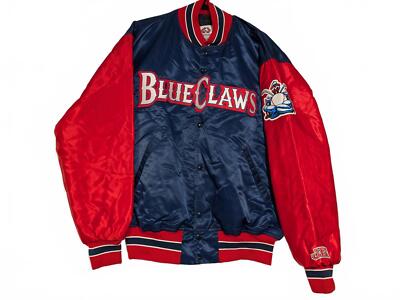 Vintage BlueClaws Satin Varsity Jacket - Mens Medium MLB Genuine Nylon 24x27