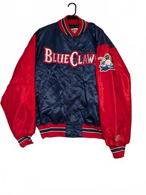 Vintage BlueClaws Satin Varsity Jacket - Mens XL MLB Genuine Nylon 29x29