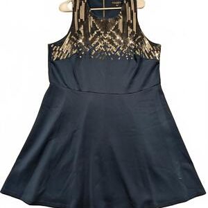 Spenser Jeremy Woman Navy Blue Sequined Dress Womens 1XL Zipper Back