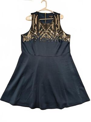 Spenser Jeremy Woman Navy Blue Sequined Dress Womens 1XL Zipper Back