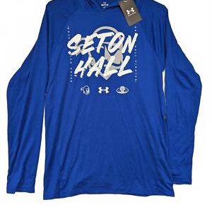 Under Armour Seton Hall Long Sleeve Hoodie Shirt Mens Small Blue UA Logo NWT