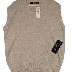 Protege Collection Sweater Vest Beige Knit Acrylic Wool Pullover Mens XL NWT