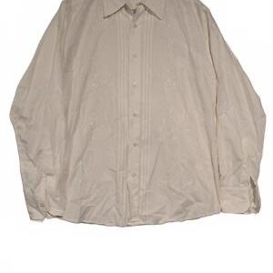 Fumagalli Floral Embroidered White Shirt Mens Large Long Sleeve Button Down