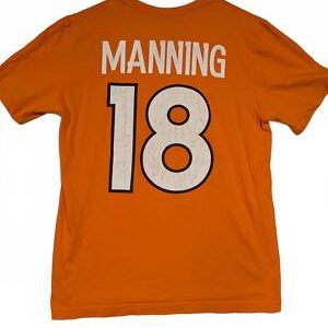 Nike Denver Broncos Peyton Manning 18 Graphic T Shirt Orange Mens Medium