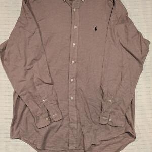 Ralph Lauren Yarmouth Shirt Brown Plaid Cotton Long Sleeve Mens 16 1/2 34