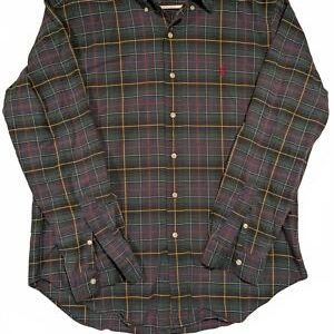 Ralph Lauren Classic Fit Plaid Long Sleeve Button Shirt Mens Large