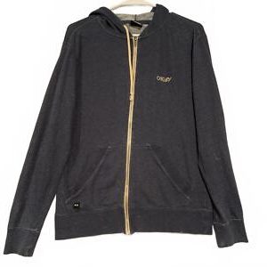 Oakley Blue Long Sleeve Regular Fit Zip-Up Hoodie Mens Small