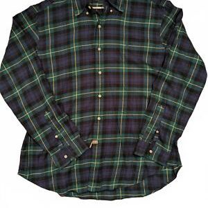 Ralph Lauren Classic Fit Plaid Button Down Shirt Green Blue Yellow Mens XL