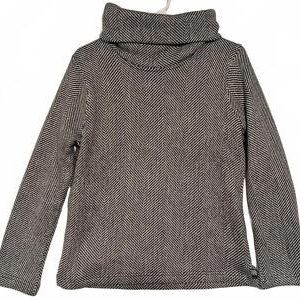 J. Crew Herringbone Turtle Cowl Neck Womens Medium Polyester White Black