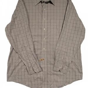 Brooks Brothers Check Button Down Shirt Non Iron Gray Blue Mens 17 4/5 346