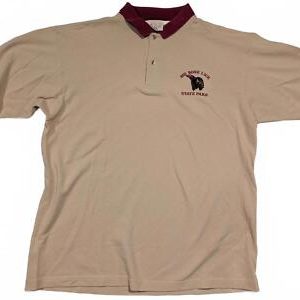 Big Bone Lick State Park Polo Shirt Beige Bison Embroidered USA Made Mens Large