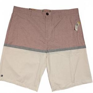 Micros Dill Red Navy Colorblock Chino Shorts Mens Size 38 40x10