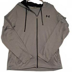 Under Armour Full Zip Hoodie Gray Black Logo Mens XL