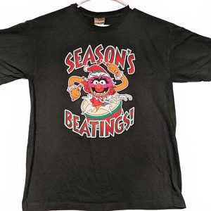 The Muppets Season's Beatings T-Shirt Black Festive Christmas Mens Large