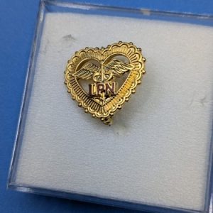 Vintage Society Registered Nurses Retired Gold Pin RNR & Case .75" 1977 Taiwan